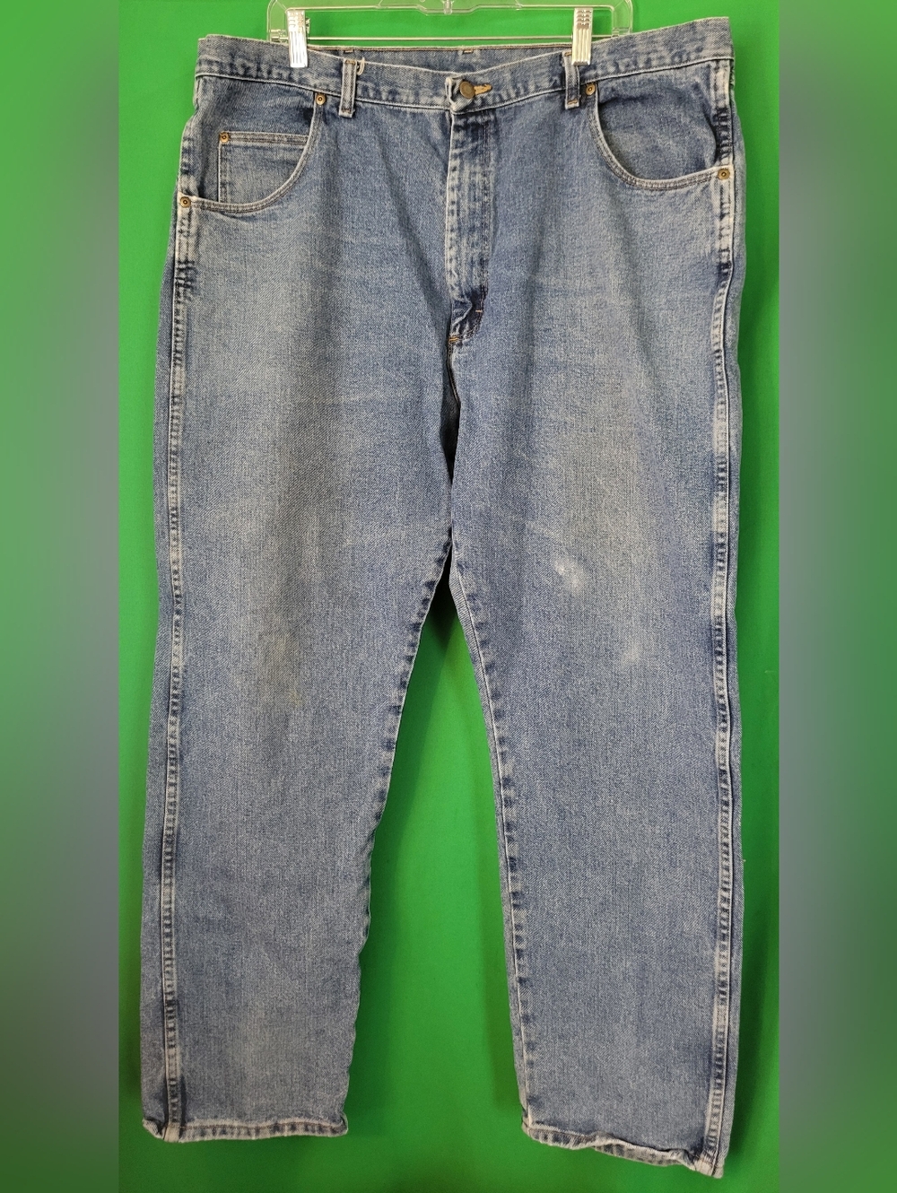 Wrangler Rugged Wear Mens Light Blue Denim Jeans Vintage 42x32